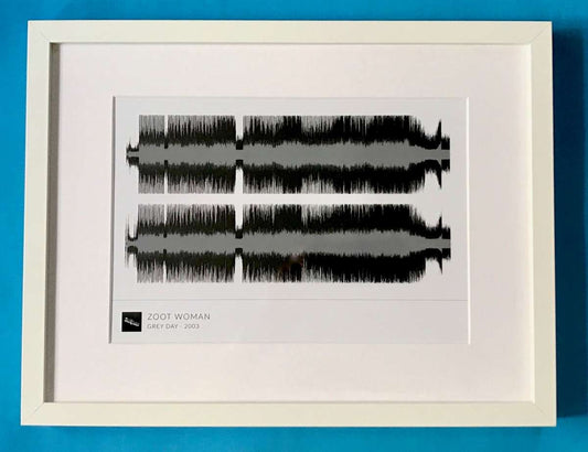 'Grey Day' Framed Waveform Artwork (WHITE FRAME)