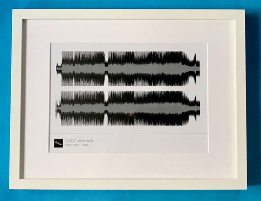 'Grey Day' Framed Waveform Artwork (WHITE FRAME)